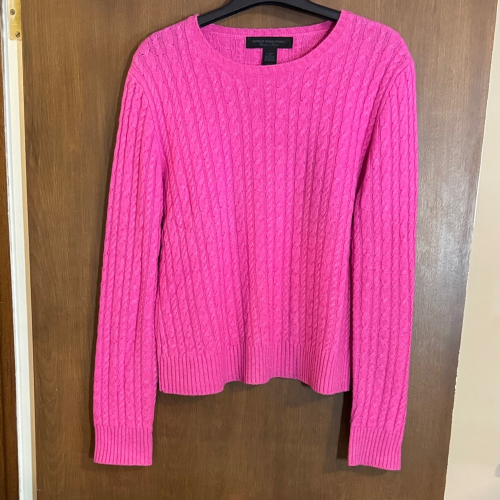 Express Design Center Pink Crewneck Sweater Size Large